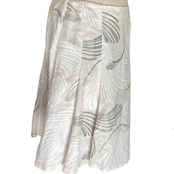 New York & Co Linen Rayon Full Swing Skirt Sz 10 Beige White Silver 176M - Picture 2 of 8